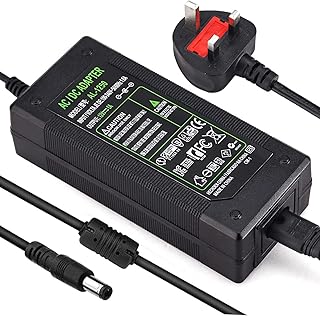 Facmogu 12V 5A Power Supply, AC100-240V to DC 12V 60W UK Plug Desktop Power Adapter, 12 Volts 5000mA Switching Power Converter Adaptor Driver Transformer, 5.5x 2.5mm & 5.5x2.1mm Output for LED Strips