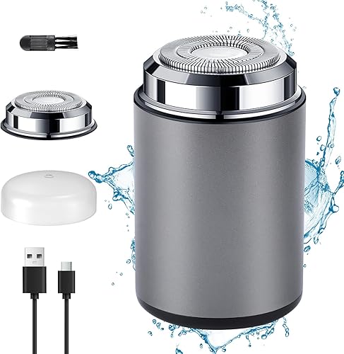 Afeitadora eléctrica recargable para hombres, mini afeitadora eléctrica portátil, tamaño de bolsillo, cortador magnético de doble anillo, recargable