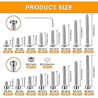 Vista 23 de Juego de 1225 tornillos de cabeza hexagonal M2 M3 M4 M5, tornillos de cabeza de zócalo de botón hexagonal, tornillos, tuercas, arandelas planas