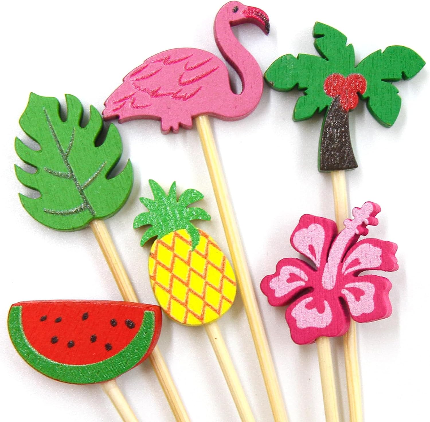 WorldBazaar Summer Cocktail Picks 120PCS Tropical Party Decor Toothpicks