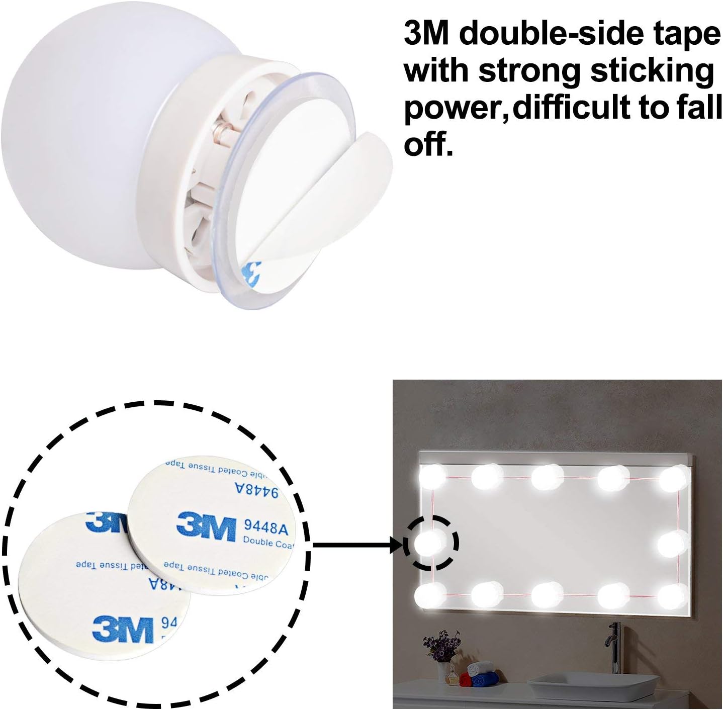 Minetom Hollywood Style Vanity Lights Kit for Vanity Mirror with Touch Dimmer, 10 LED Mirror Light Bulb Lighting Strip for Makeup Vanity Table Set in Dressing Room Bath Room (Mirror Not Include)