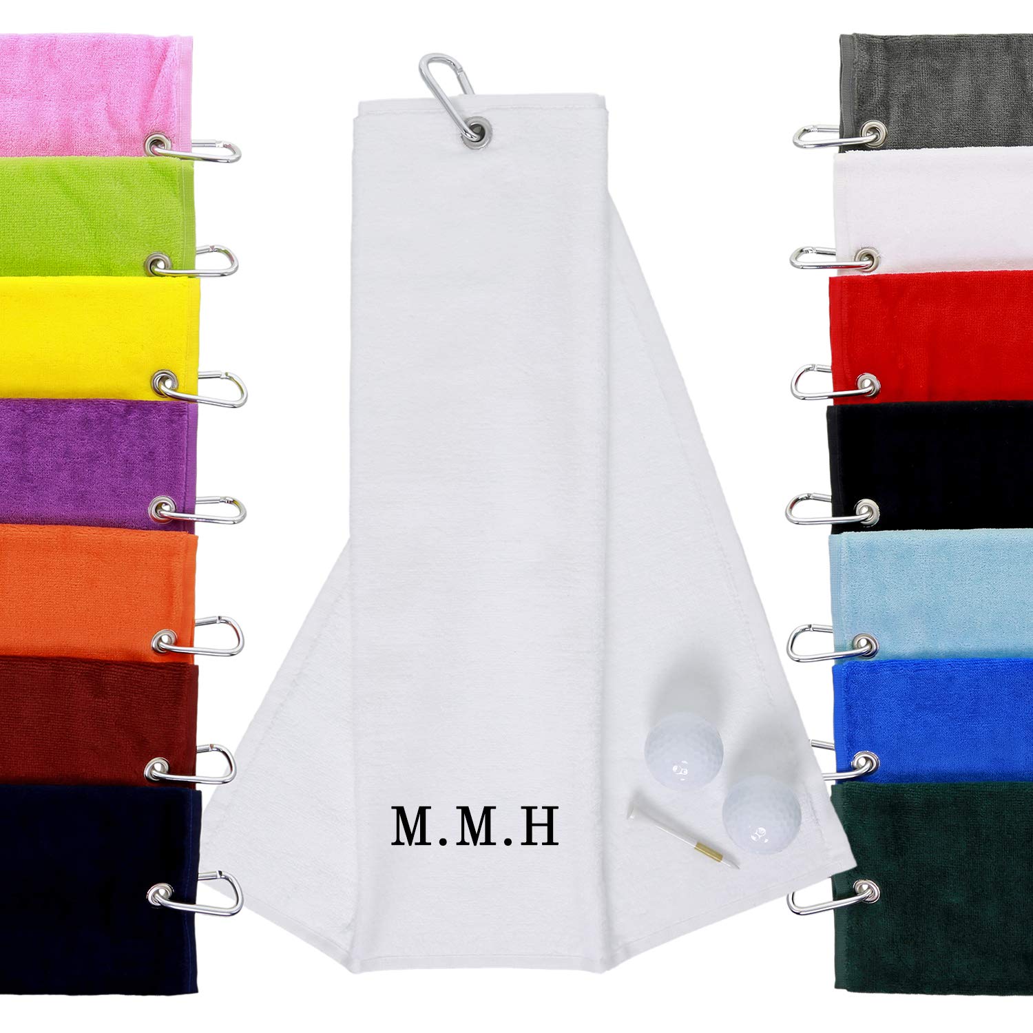 aztex Personalised Tri-Fold Golf Towel, 550gsm, White