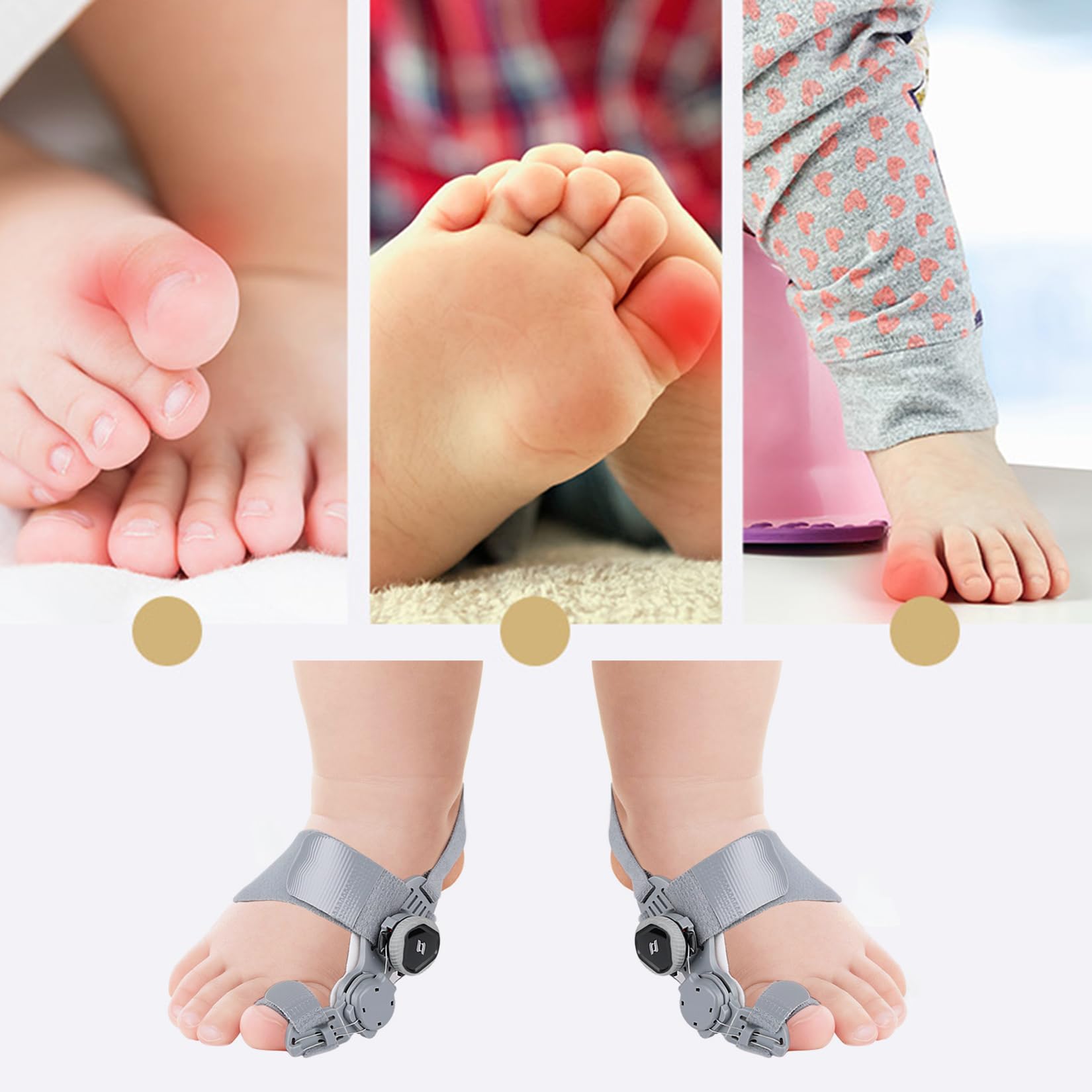 Correttore per Bunion per Bambini, Splint per Alluce Valgo, Tutore per Bunion, Fissatore per Dita con Cuscinetto in Silicone per Sollievo dai Bunion per Ragazze e Ragazzi
