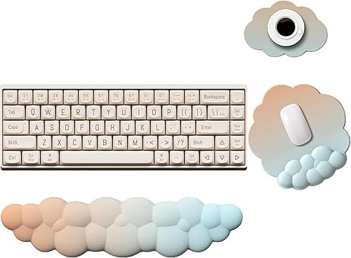 Gradient Color Cloud - Juego de reposamuñecas para teclado y mouse con reposamuñecas en la nube, reposamuñecas para teclado de computadora y