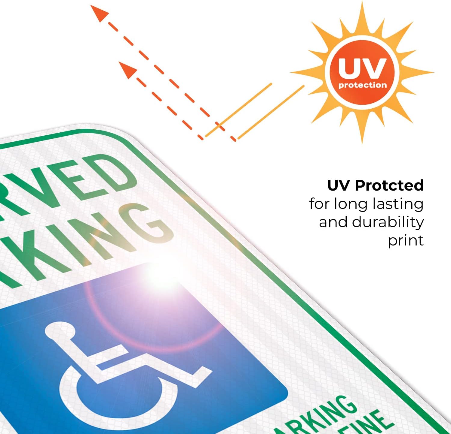 Tennessee Handicap Parking Sign, Reserved Parking Unauthorized Parking Punishable by $200 Fine Sign, 12x18 Inches, 3M EGP Reflective .063 Aluminum, Fade Resistant, Made in USA
