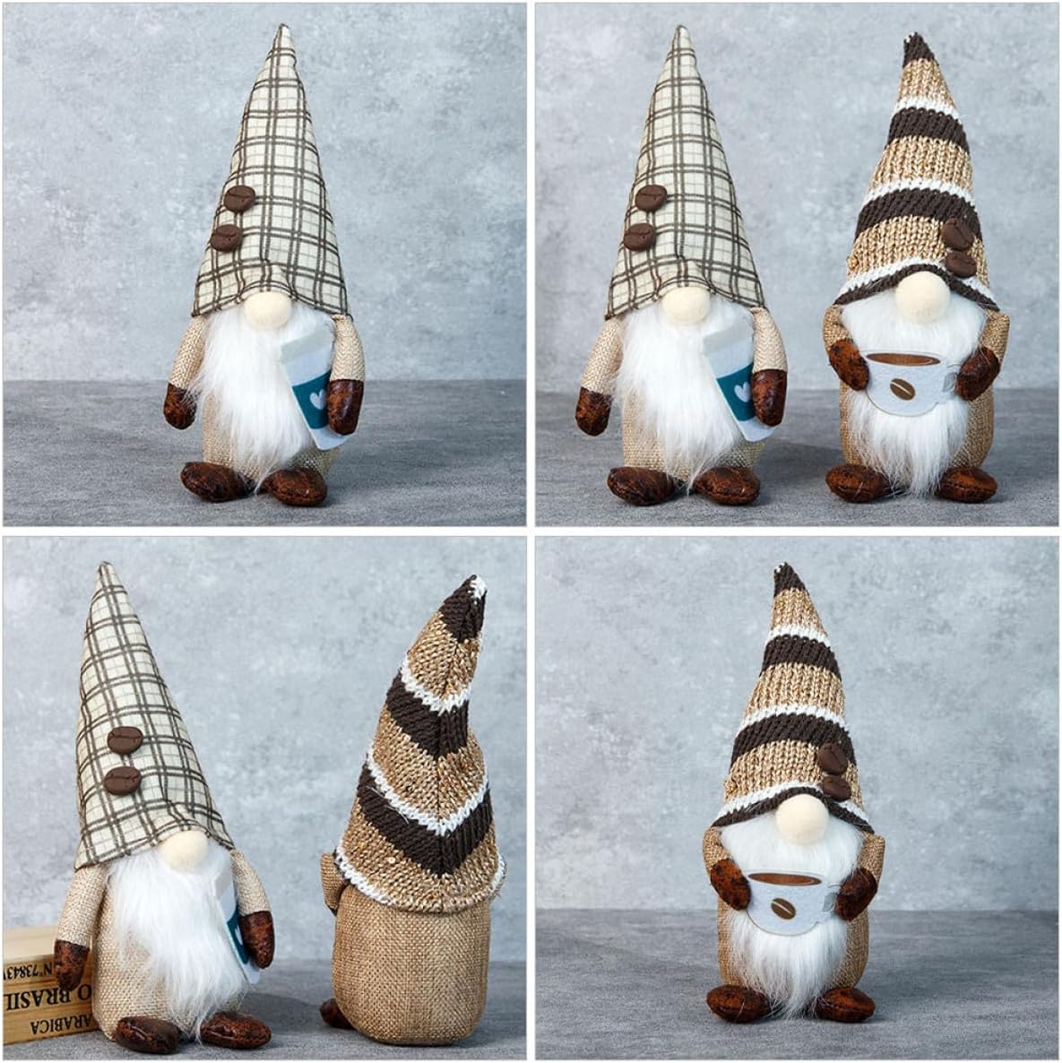 Coffee Gnomes Decor 2pcs Cloth Powder Holiday Figurines Halloween Season image 3