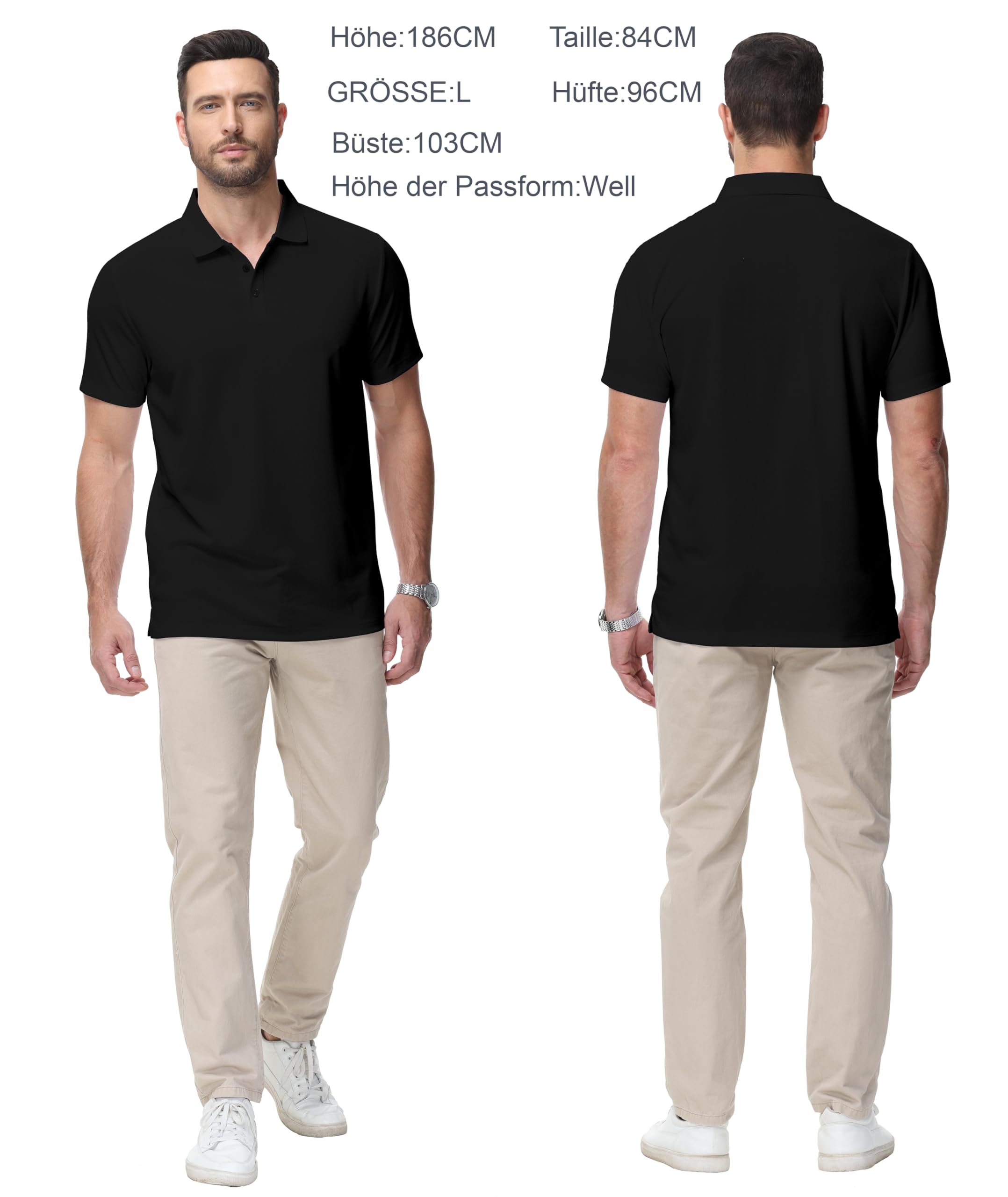 Djtnzdm Polo Uomo Manica Corta Traspirante Polo Estivo Uomo Casual Polo Sportiva Uomo Tennis Polo Shirt Uomo con Bottoni Basic Golf Tennis T-Shirt Regular Fit