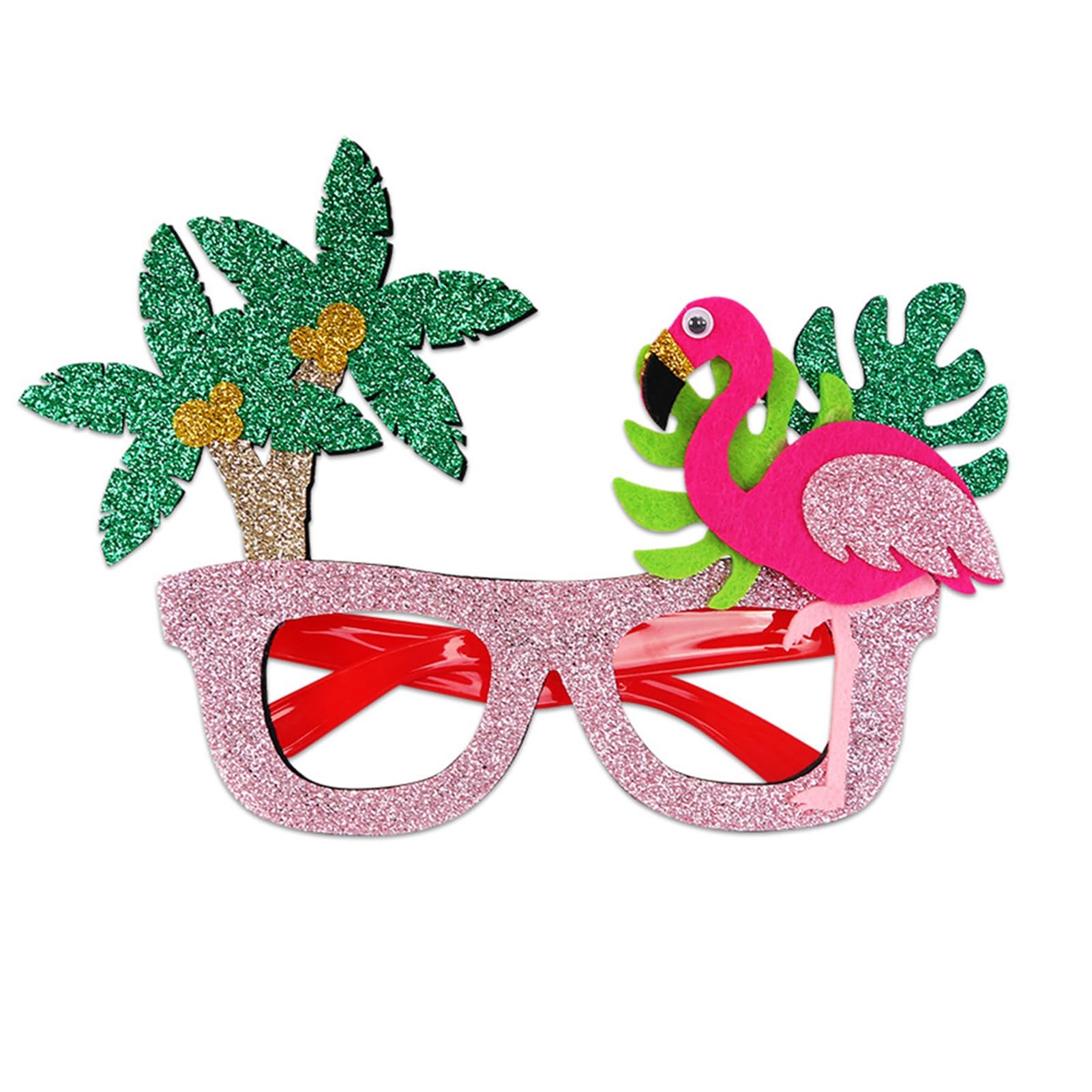 Tuxoiou Hawaiian Tropical Party Glasses, Glitter Felt Summer Beach Eyewear for Pool Luau Decorations, Novelty Photo Booth Props, Fun Flamingo Pineapple Favours for Adults A
