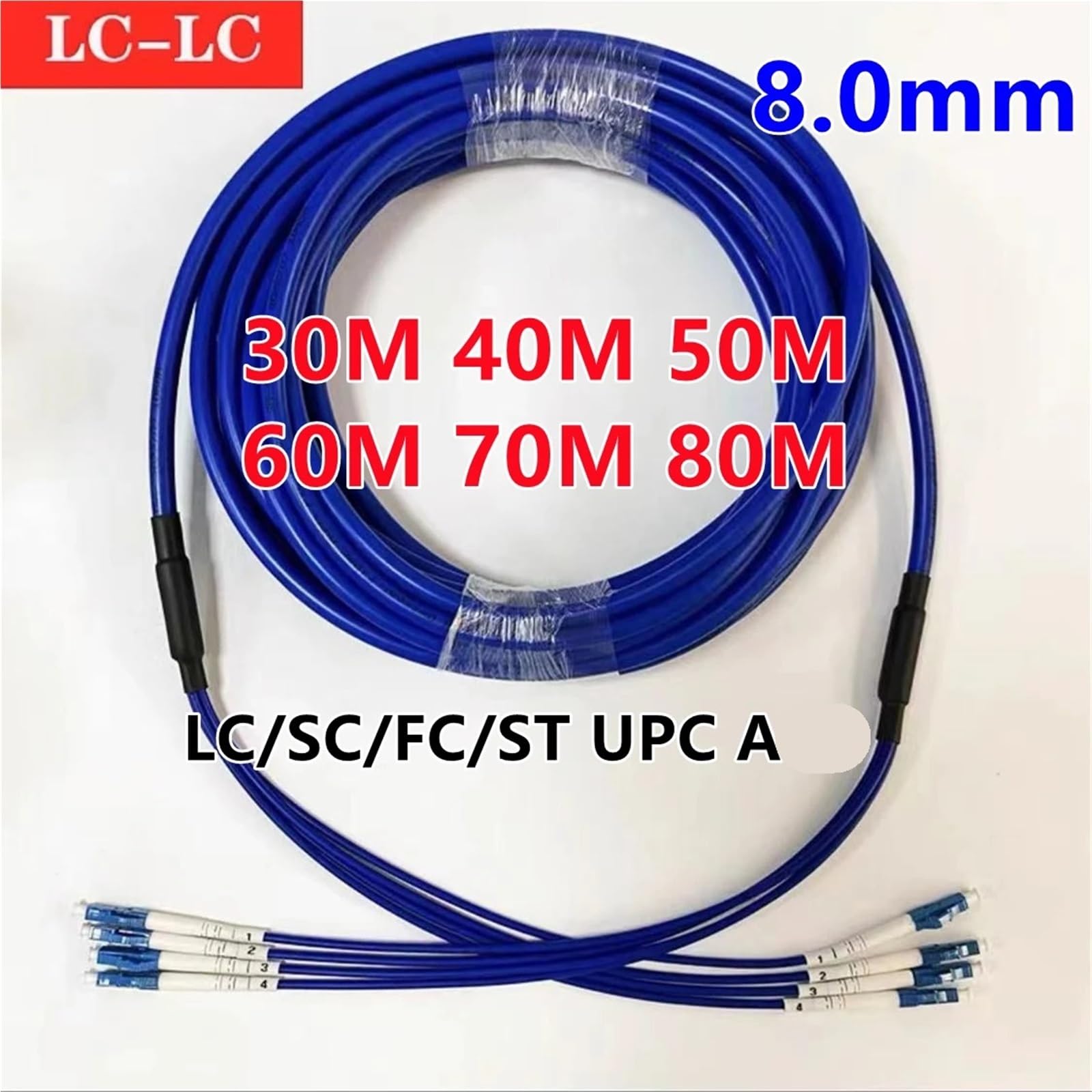 Cavo Patch in Fibra Ottica a 4 conduttori da 8,0 mm, corazzato, 30-80 m, monomodale, a 4 conduttori, for Esterni(Ask us-Customized)