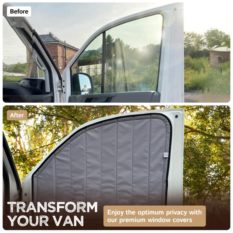 Living in a Bubble Isolierte verdunkelnde Frontscheibenabdeckungen für Volkswagen Crafter 2017 und höher (Driver/Passenger Door 2017-Current)