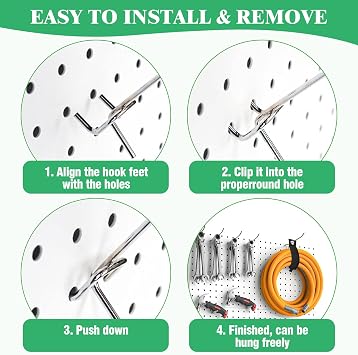 50Pcs 6/15CM Pegboard Hooks Assortment Set, Metal Peg Board Hooks with 2.5mm Hole Pitch 4mm Wire Diameter Slatwall Hanging Hook for Garage Organization Wall Hanging (Silver)