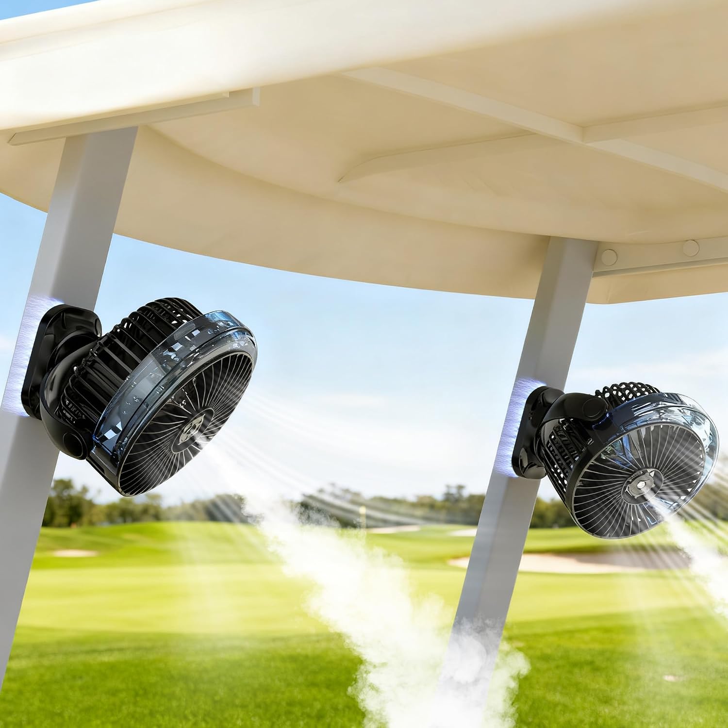 2-Pack Magnetic Golf Cart Fans, Mister & Light