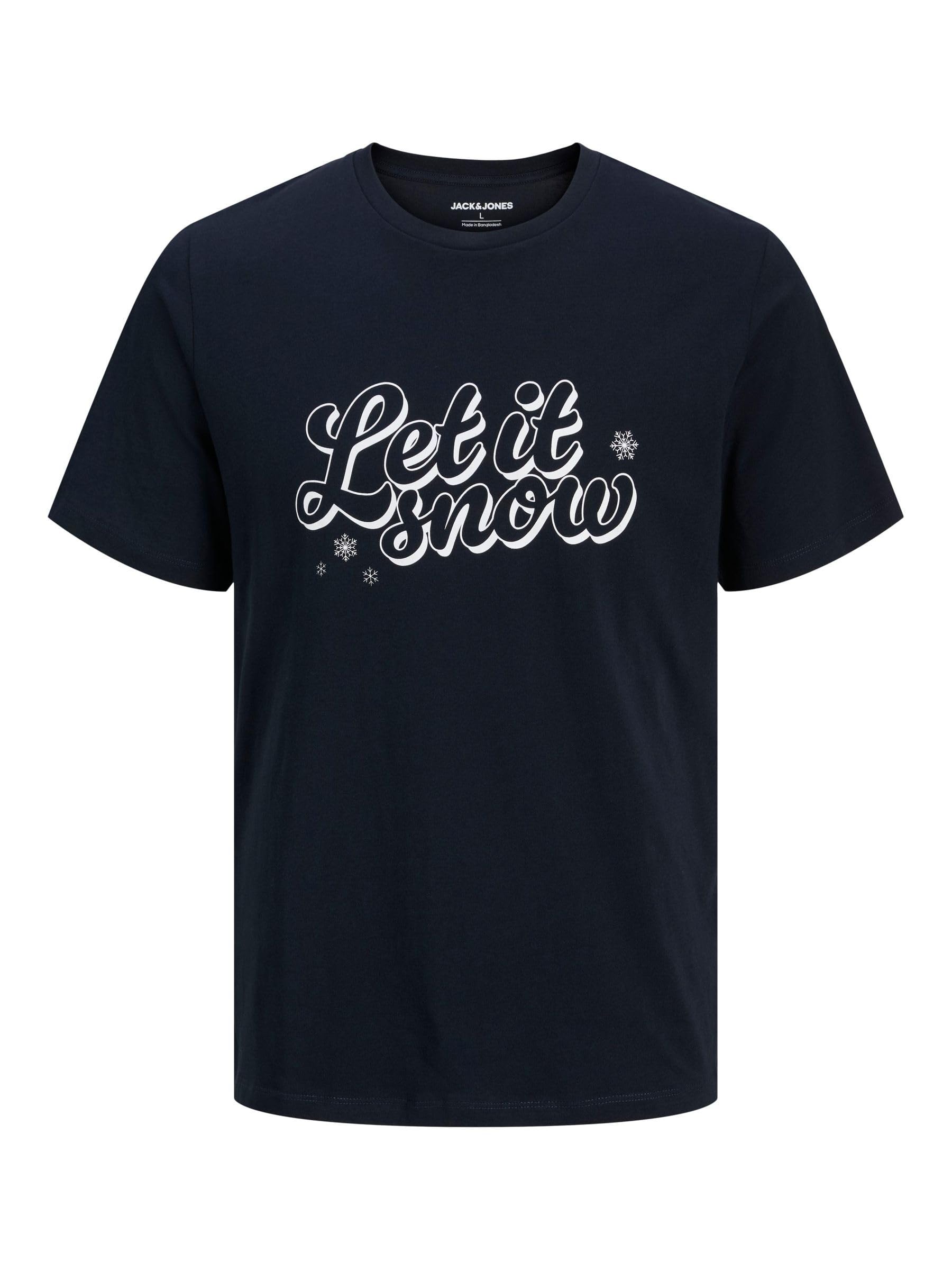 JACK & JONES Jjxmas Text Tee SS Crew Neck, Sky Captain, XXL
