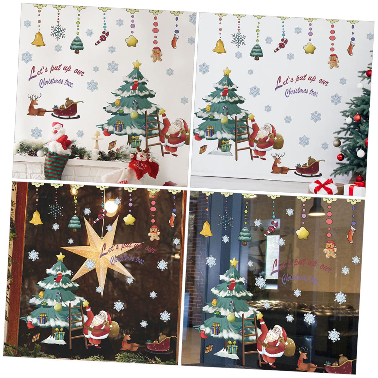 HOMSFOU 6pezzi Adesivi Per Finestre Natalizie Decorazioni Festive Per Vetrine e Pareti Facili Da Applicare e Rimuovere Design Divertente Di Babbo Natale
