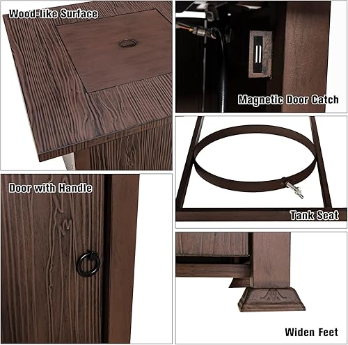 Miniatura 7 de Tangkula Patiojoy - Fogata de propano de 32 pulgadas, mesa de gas de 50,000 BTU con tapa, rocas de lava, cubierta protectora, mesa de fuego 2 en 1