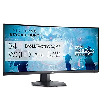 Dell S3422DWG 34 inch WQHD (3440x1440) 21:9 1800R Curved Gaming Monitor Black