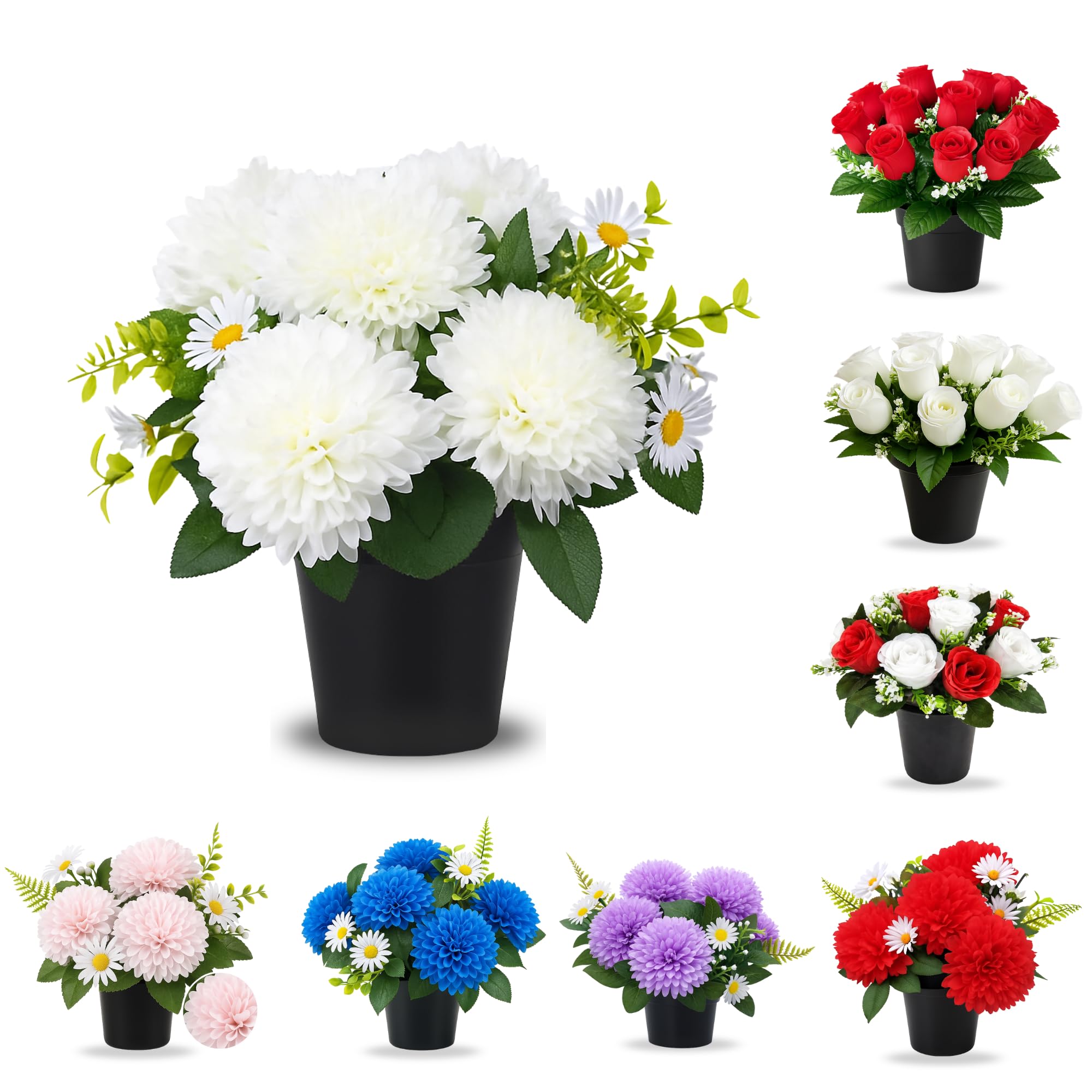 Evite flores marchitas en el cementerio con la maceta artificial blanca de 25 cm para tumbas