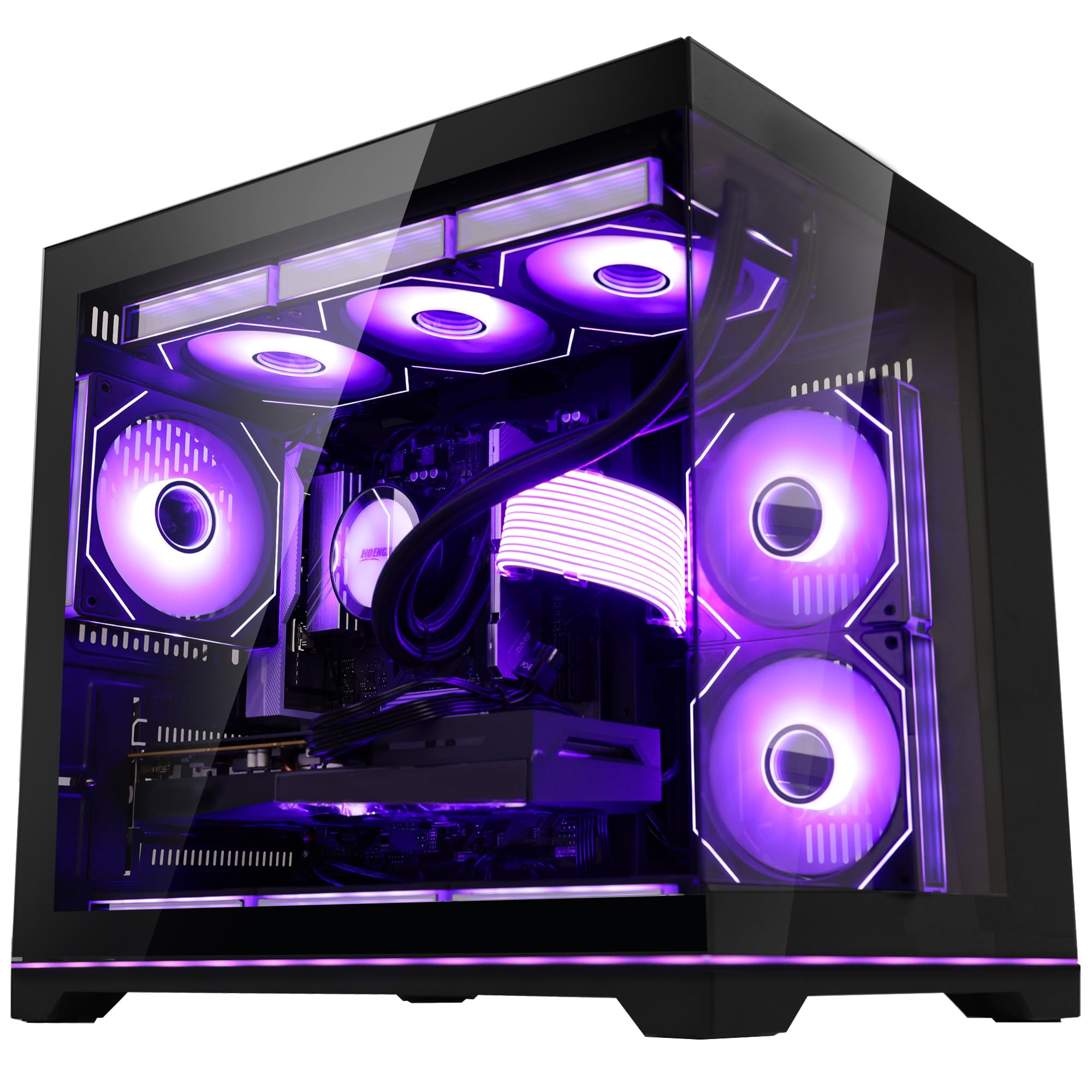 HOENGAGER Superview Prebuilt AI Gaming PC Desktop Computer, RTX 5070 12GB, AMD Ryzen 7 9800X3D 6-Core 3.9GHz, 32GB DDR5 RAM, 1TB PCIe SSD, 850W PSU,