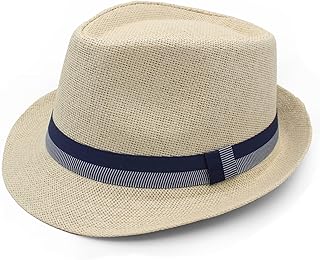 LIDHAY Short Brim Panama Hat Straw Fedora Hats for Men Women Summer Derby Trilby
