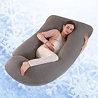 Vista 12 de ALLOPERA Almohada de embarazo, almohada de maternidad de cuerpo completo de 57 pulgadas con funda extraíble lavable, soporte para dormir