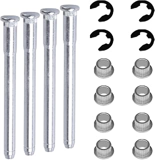 16 PCS Car Door Hinge Pin Kit for 1988-2002 Chevy GMC C1500 C2500 K1500 K2500 K3500, Door Hinge Roll Pins and Bushing Repair Kits (4 pins 2 Door) with E-Ring Clamp