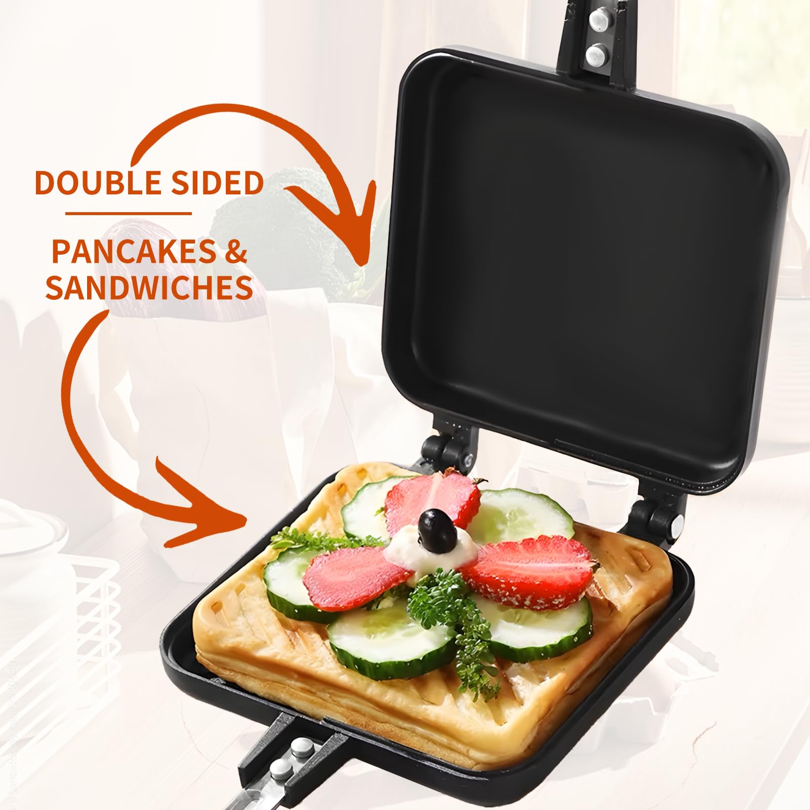 Machine à sandwich, poêle à frire multifonction double face Grille-pain à sandwich Machine à petit-déjeuner poêle à frire antiadhésive pour la cuisine à la maison
