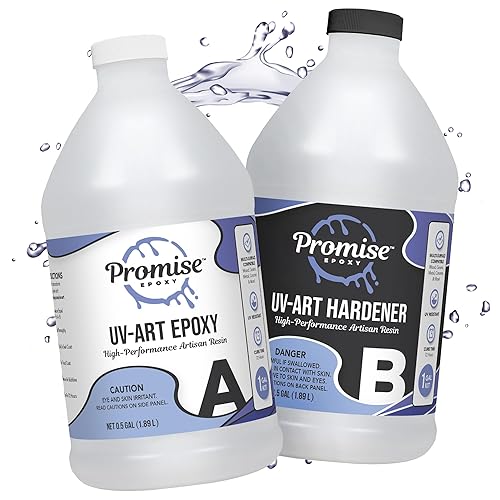 Promise Epoxy Resina UV Art de 1 galón  Kit de resina epoxi con revestimiento transparente con acabado duro resistente a los rayos ultravioleta,