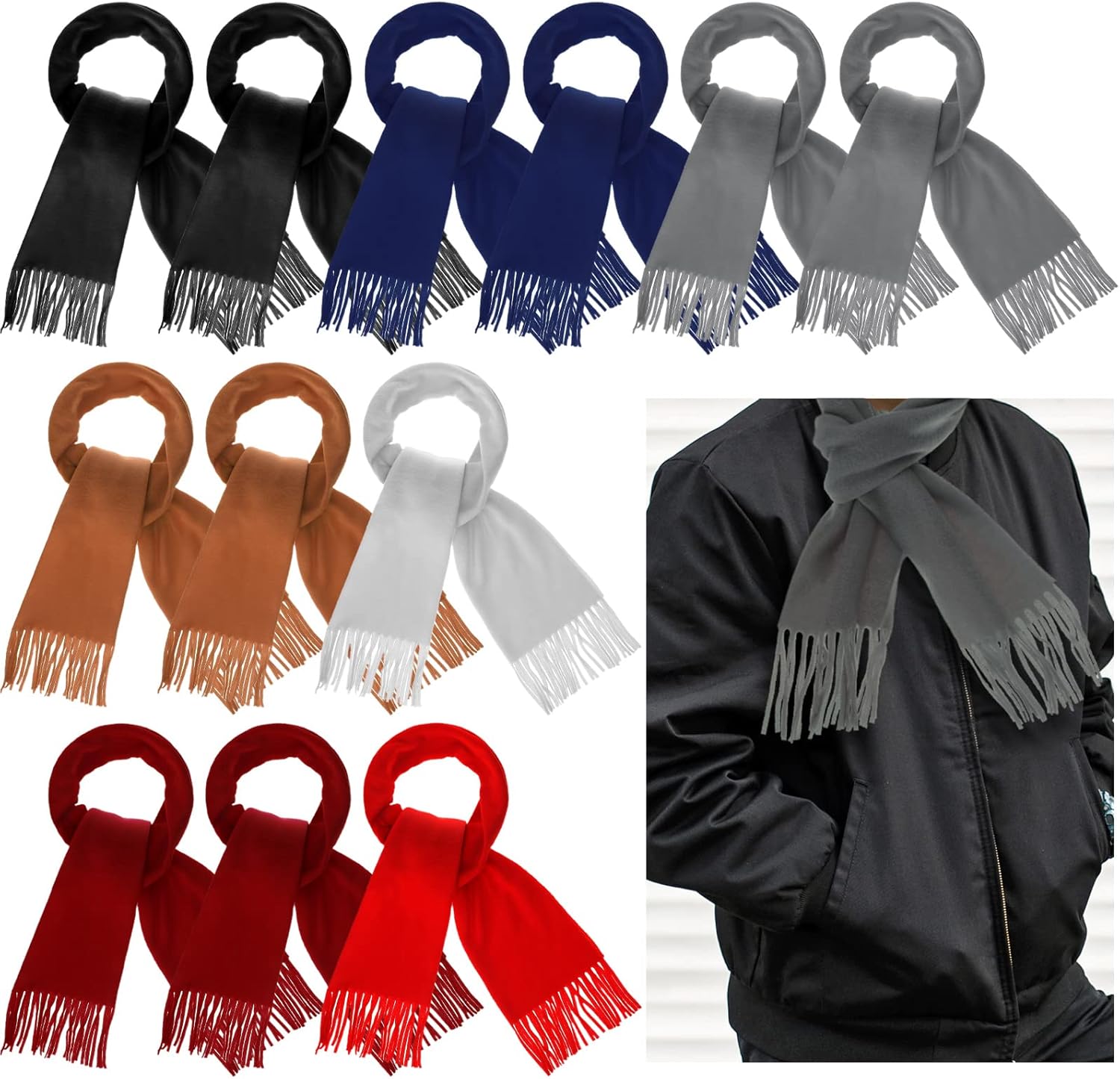 12 Pcs Soft Winter Scarf Thick Warm Scarf for Men Women Children Women's Knit Cold Weather Scarves Tassel Edge Men's Scarves - Image 8