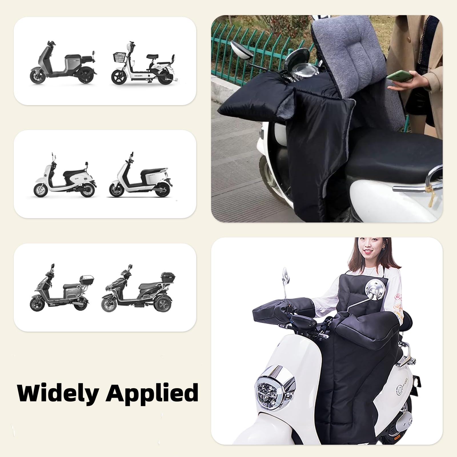 Couvre Jambe Scooter, Protection Tablier Couvre Jambe Scooter avec Gants de Guidon, Tablier Scooter Epais Universel Imperméable, Housse de Jambe de Scooter avec Manchon de Guidon(PU)