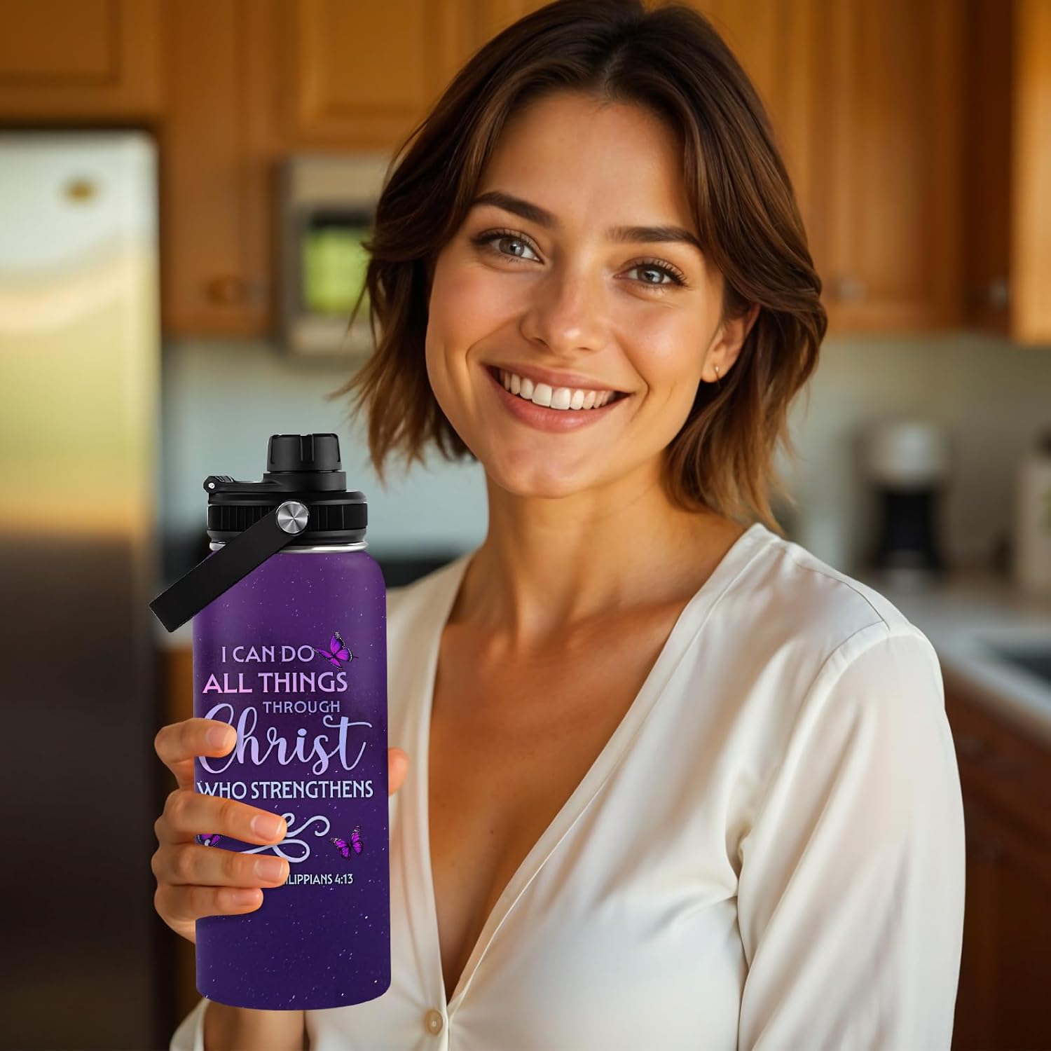 Christian Gifts for Women - I Can Do All Things Christ Water Bottle Tumbler 32oz - Inspirational Religious Faith Gifts for Women - Christian Jesus God Bible Verse Prayer Gift for Christmas - Image 5