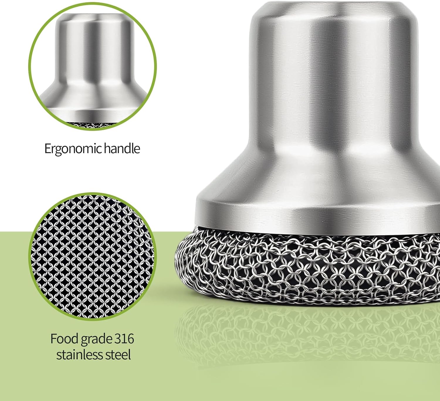 Cast Iron Scrubber and Scraper, 316 Chain Mail Scrubber for Cleaning Dishes, Stock Pots,Black, 1 Count ((Small Chain Mail))