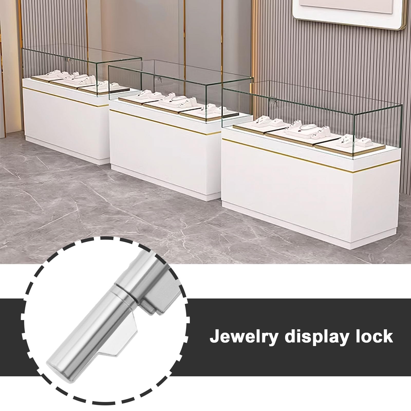 EMSea 2 Sets Glass Door Lock Sliding Showcase Exhibition Cabinet Terrarium Lock with 4 Keys 25x25MM for Glass Cabinet Doors Doors and Windows Jewelry Cabinets - Image 2