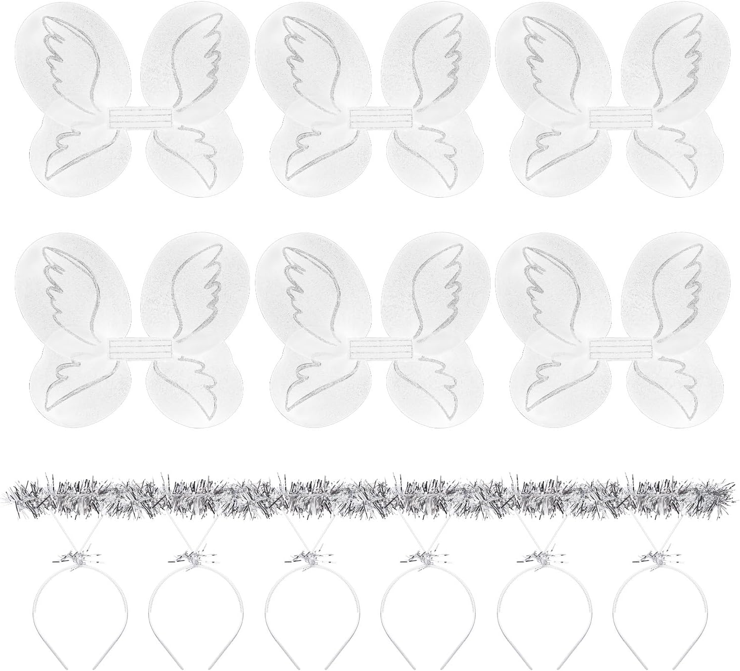 Tigeen 24 Pcs Fairy Wings Headband Angel Wings for Adult Angel Dress up Butterfly Costume Wing for Halloween Christmas Party