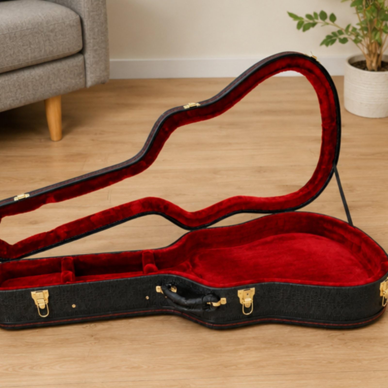 Colcolo Custodia Chitarra Acustica Rigida Custodia Valigetta Astuccio Protezione in Poliuretano con Costruzione Finitura Classica Adatta a Repertori Live, Nero, Nero