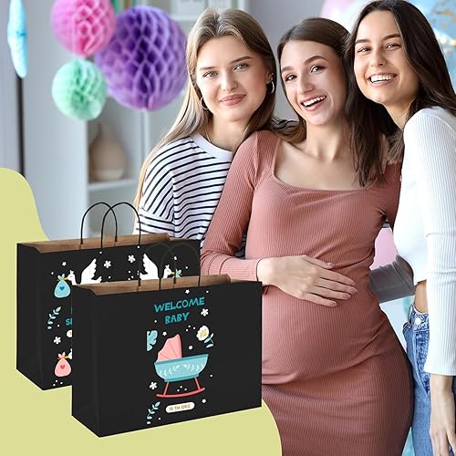 Miniatura 43 de MESHA Bolsas de papel grandes de 10 x 5 x 13 pulgadas, bolsas de papel kraft para compras con asas, paquete de 50 bolsas de regalo grandes, bolsas