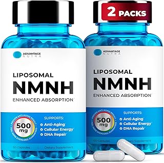 Liposomal NMNH (Dihydronicotinamide Mononucleotide) 500mg - NR Supplement Alternative - Anti Aging NAD Supplement to Boost NAD Plus Levels, Energy, Focus - High Purity 60 capsules (2 packs)