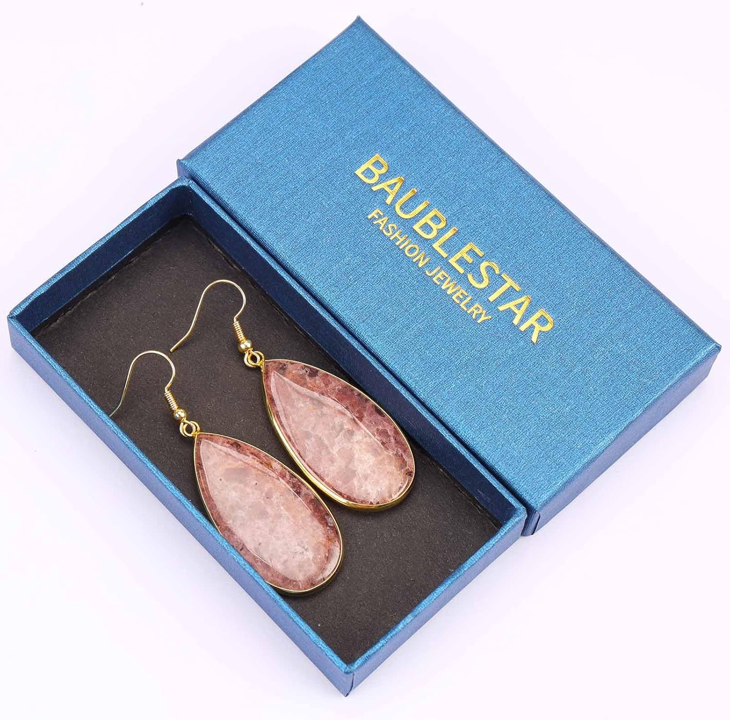 Natural Crystal Healing Stone Earrings Statement Teardrop Dangle Earrings for Women - Image 6