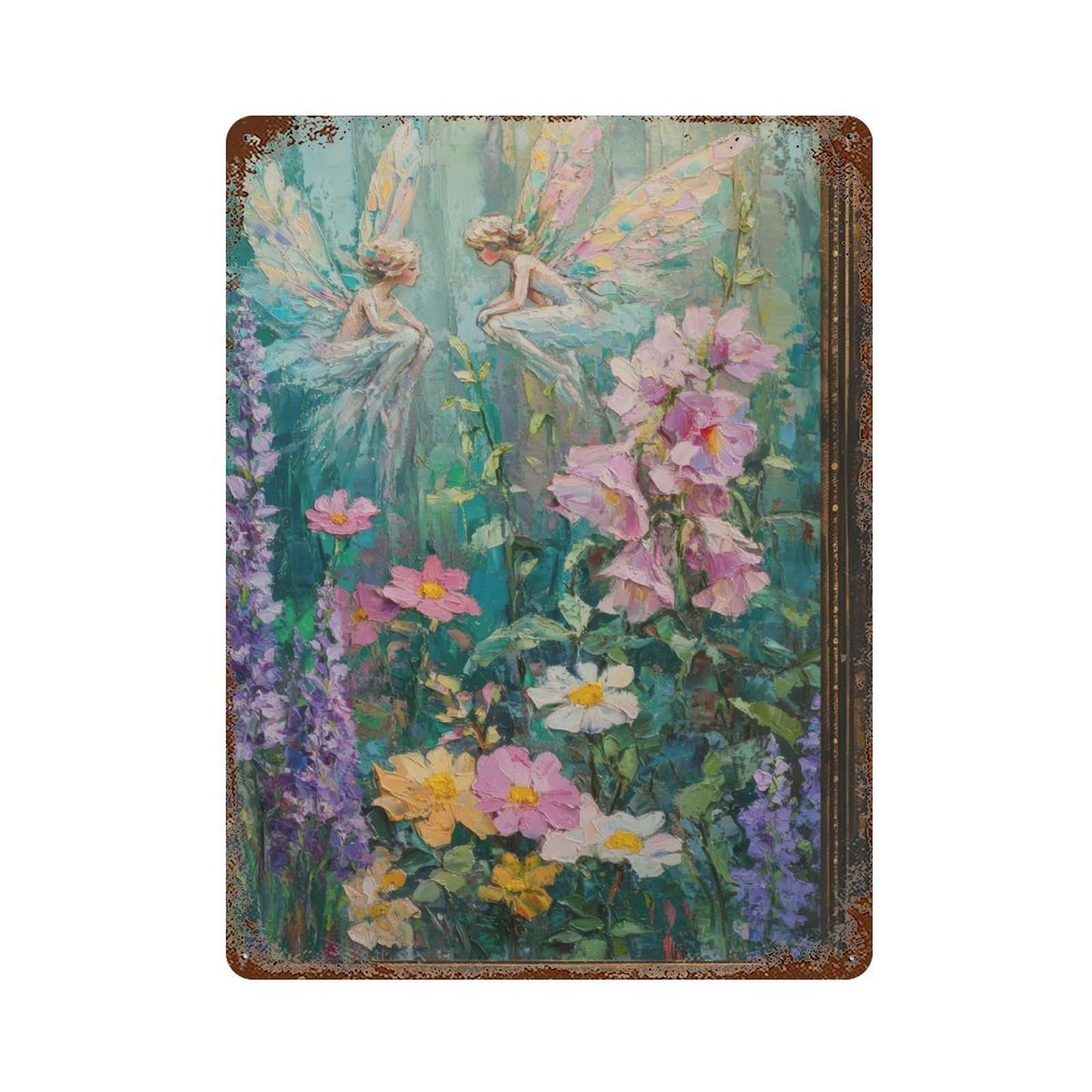Whispering Fairies Cottagecore Decor Dark Academia Enchanted Illustration Vintage Fairy Rustic Aesthetic Wall Decor Art Metal Tin Poster Modern Home Decor Art Home Bar Shop Decorations Vintage Sign 4