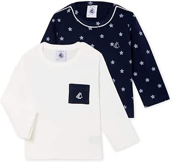 Petit Bateau Tee-Shirt Manches Longues Bébé Garçon – Jersey Flammé Rayé Marinière, 100% Coton Doux Et Confortable