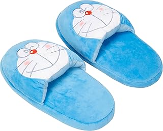 MORIPiLO ドラえもん スリッパ 室内 ルームシューズ (ふわもこクニャック) 23.0-25.0cm 子供 大人兼用 ぬいぐるみ グッズ 可愛い プレゼント ブルー キャラクター まくらのモリシタ