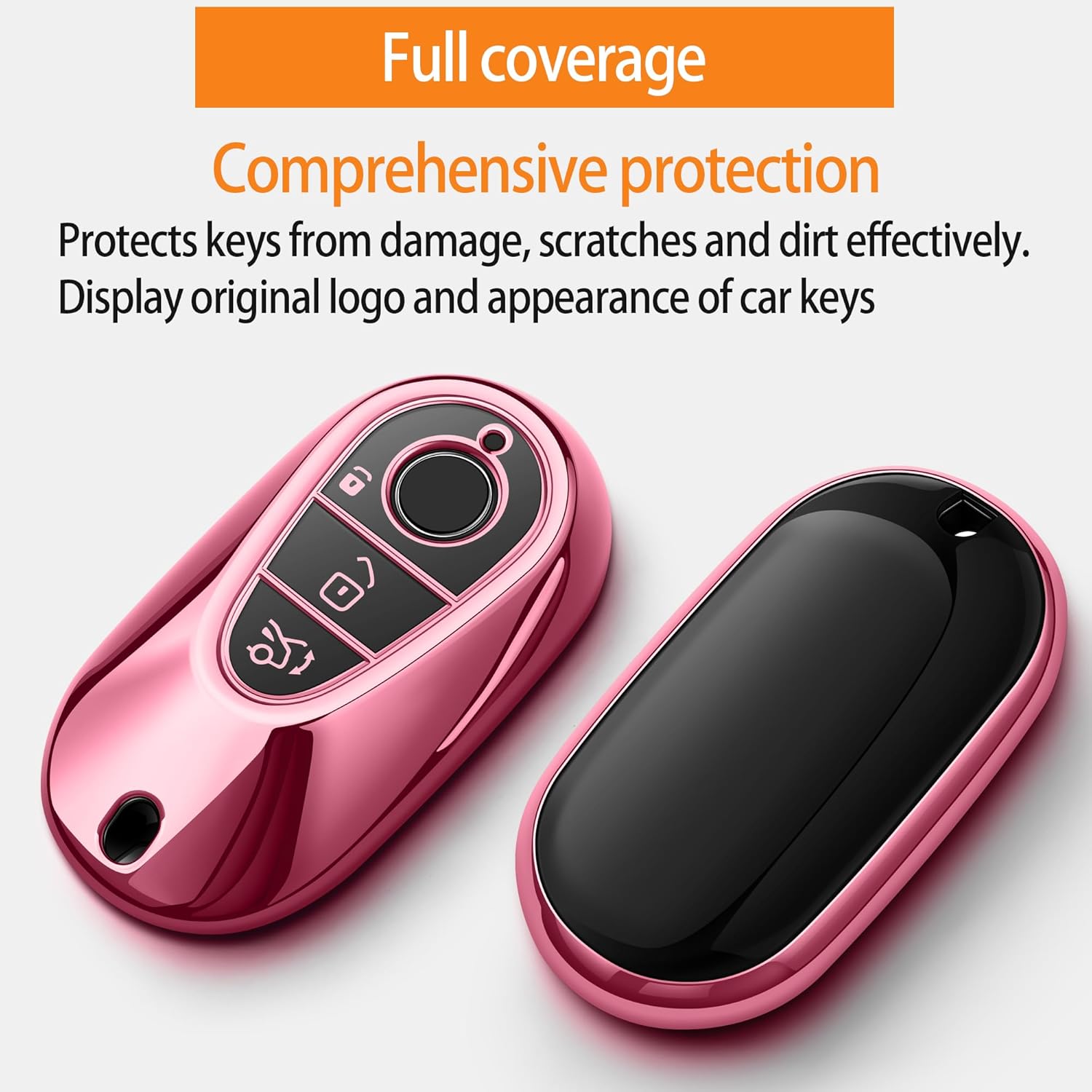 Sindeda for Mercedes Benz Key Fob Cover with Keychain Soft Full Protection Key Shell Key Case Compatible with Mercedes Benz 2020-2025 Mercedes Benz S-Class G-Class E-Class (Pink) - Image 3