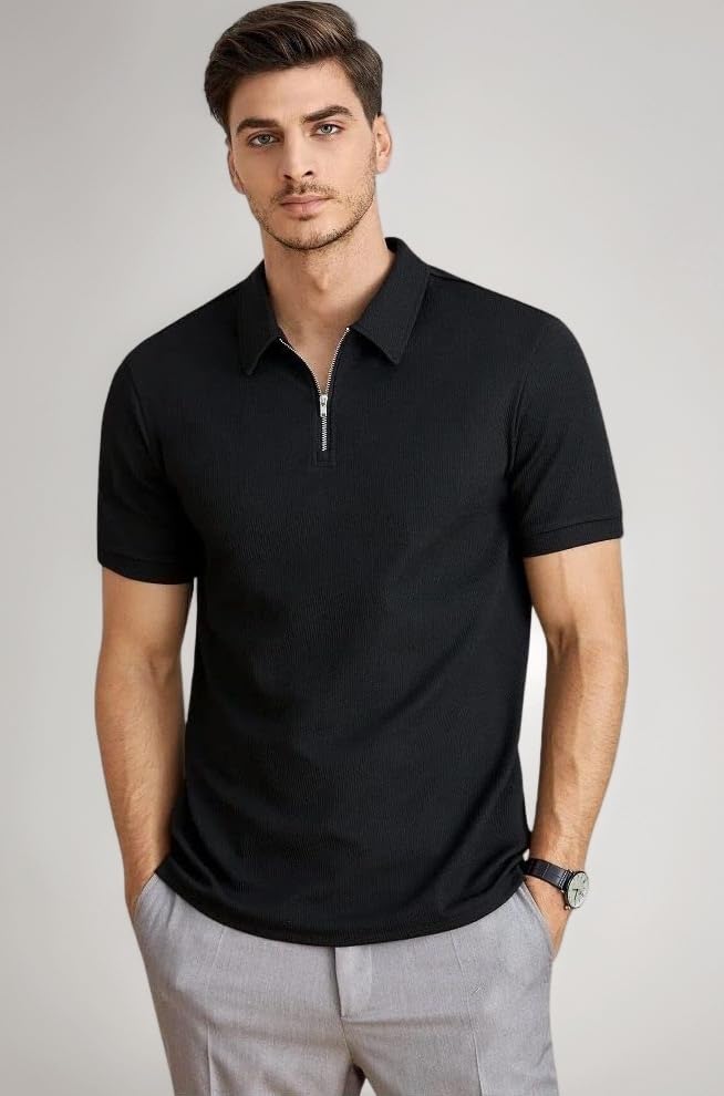 GRECIILOOKS Men's Poly Cotton Solid Polo Tshirt | Collar Tshirts | Half Sleeves | Plain-Regular Fit | Casual T-Shirt for Men