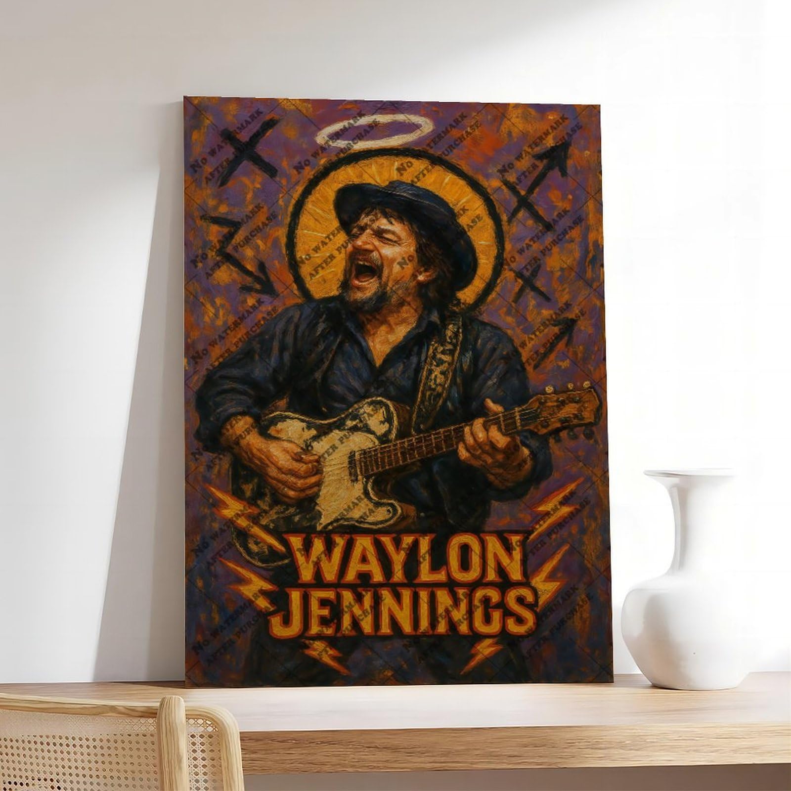 ZYGNBHL Poster della serie "Heaven Needs Country Music", cantante Waylon, decorazione per sala d'intrattenimento, idea regalo, 60 x 90 cm