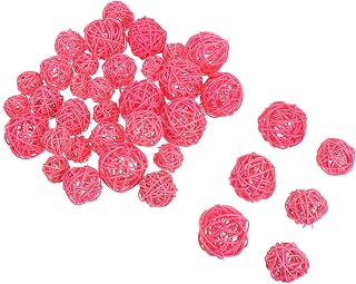 36 Piezas Unidades Bolas de Ratán Decorativas Colgantes Ligeras para Bodas Fiestas y Decoración Hogar Colores Rosa