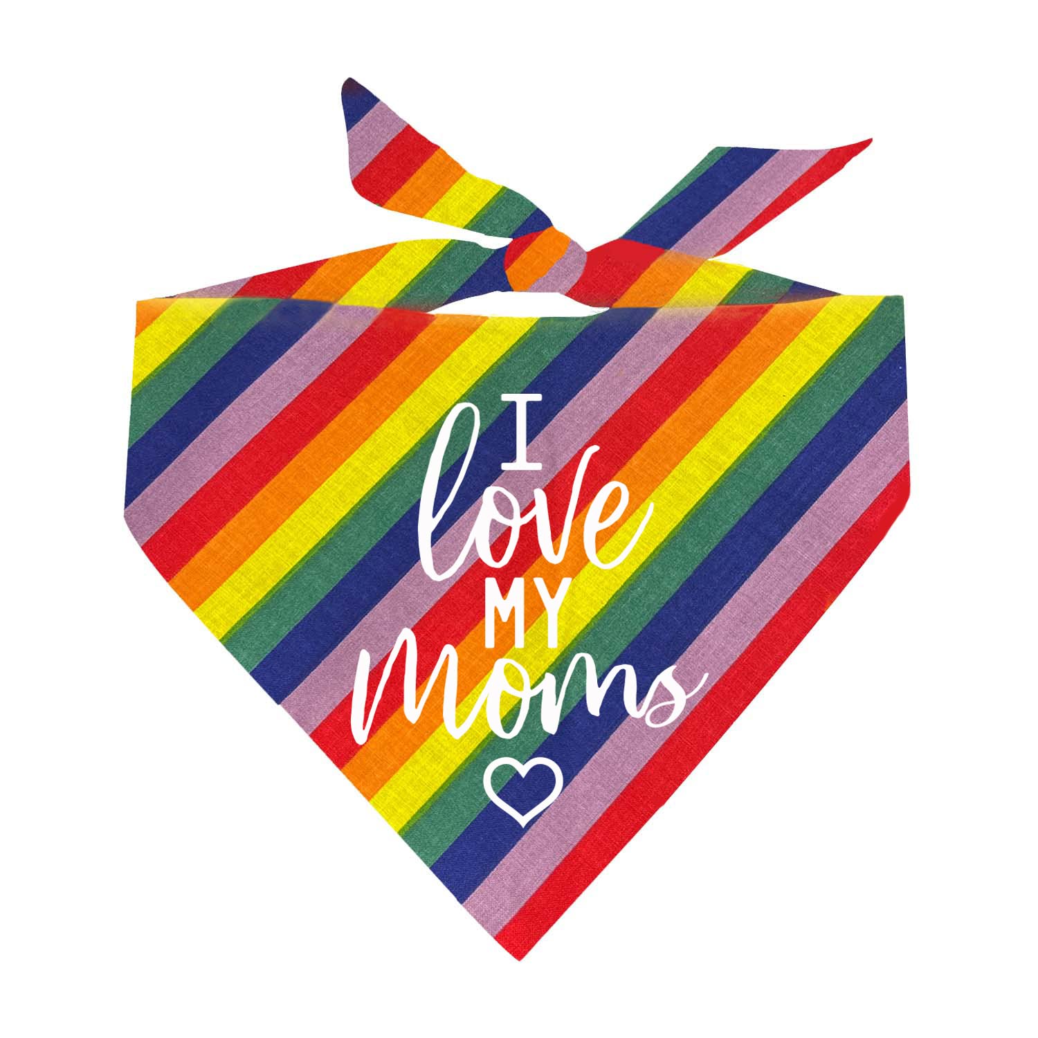 I Love My Moms (Two) Mother's Day Dog Bandana | 100% Cotton Adjustable Triangle | Made in USA | Pride Day | LGBTQ+ | Rainbow | Parade | One Size |