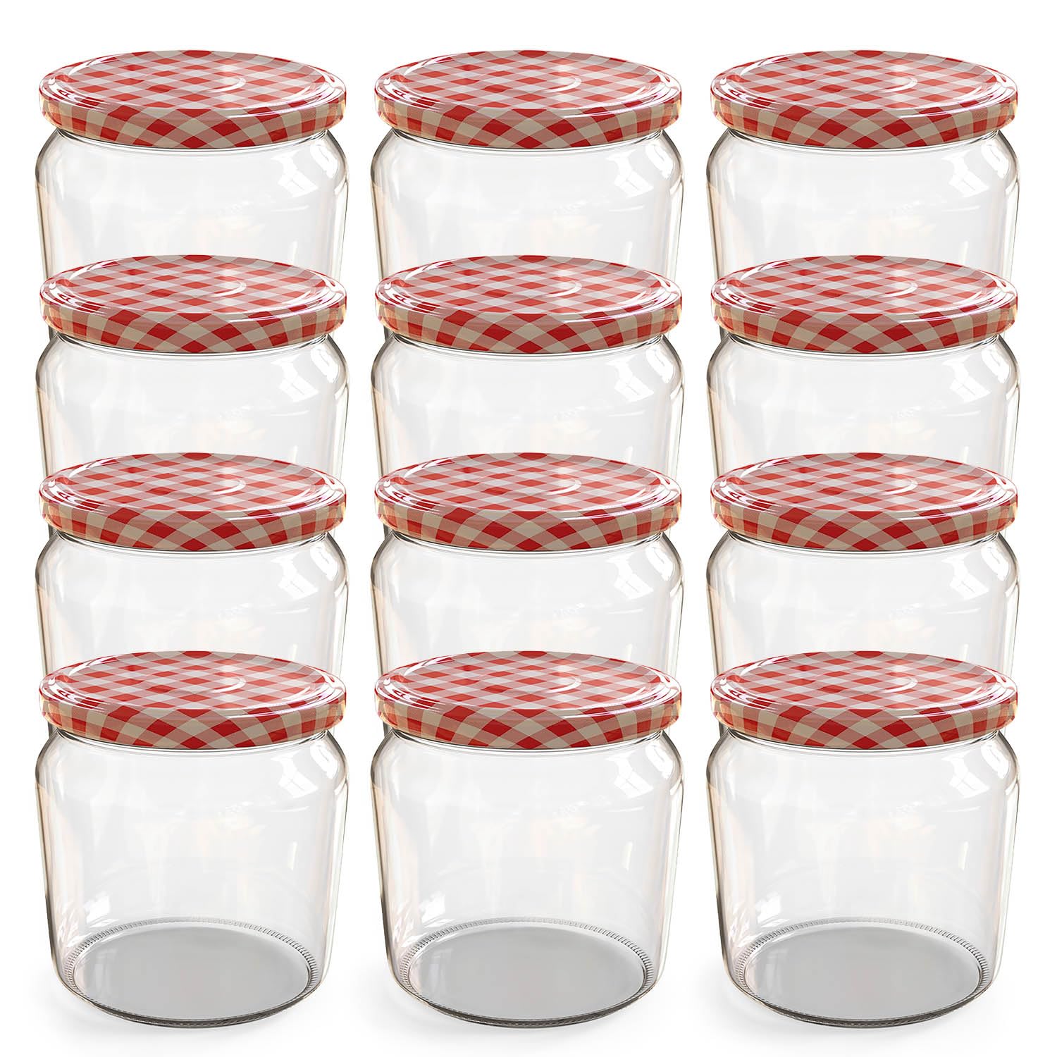 Oputec Inmaakpotten, 12 x 440 ml, met TO 82 schroefdeksel, wit, perfect voor jam, jam en meer, grote potten met deksel, ideaal als jampotten en schroefpotten