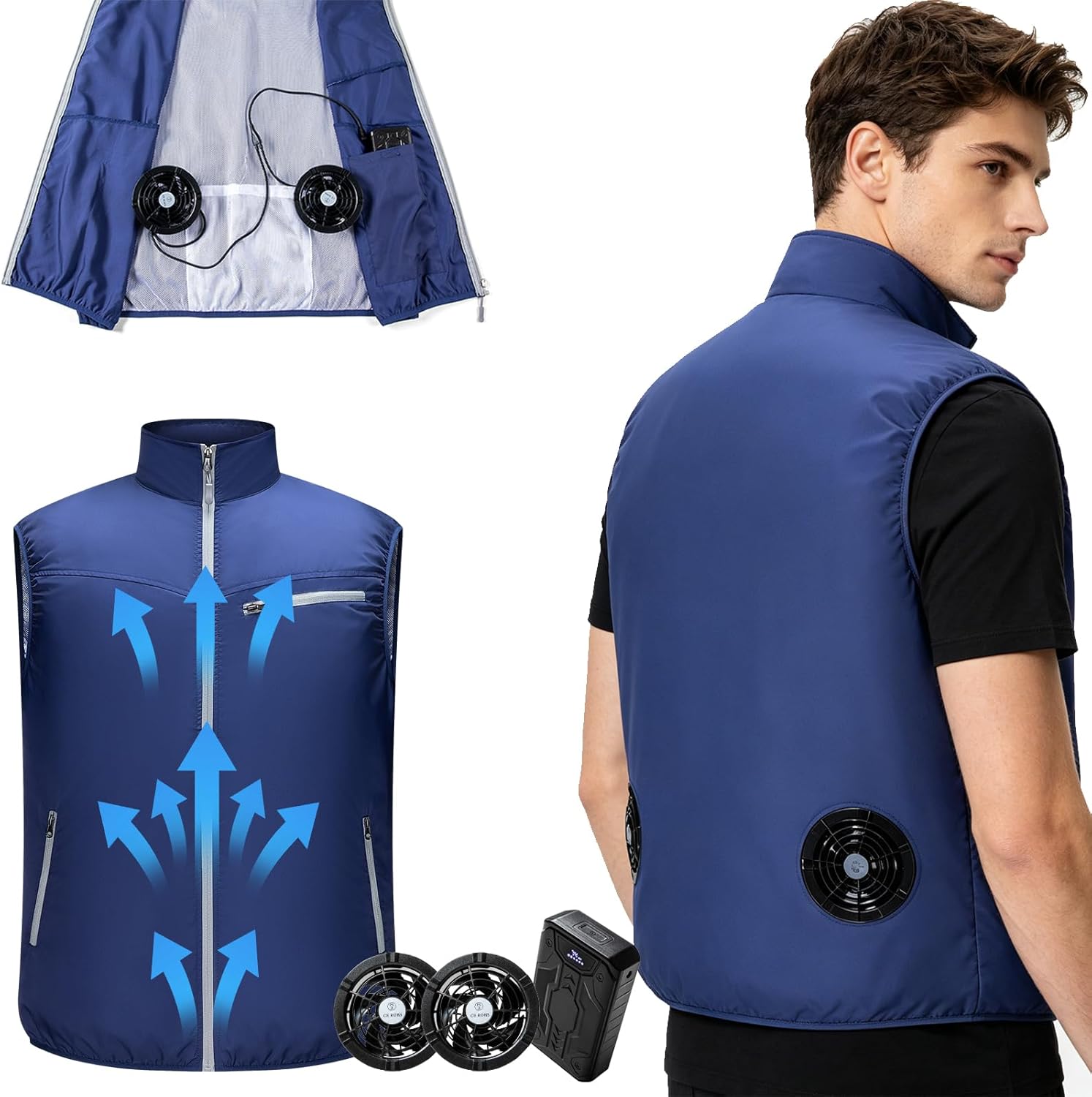30V Cooling Vest jacket with 2 Fans for Men Women, 20000mAh Battery,6 Speeds, 10H Cooling for Outdoor Work, Jobsite