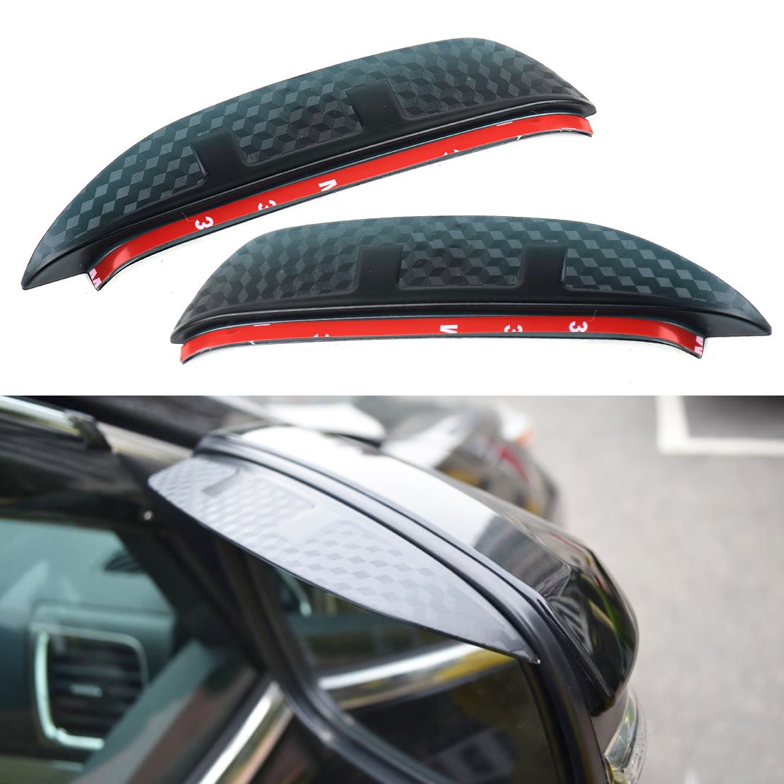 beler 1 Pair Side Door Rearview Mirror Rain Eyebrow Board Guard Cover Sun Visor Shade Shield for Honda Civic 2016 2017