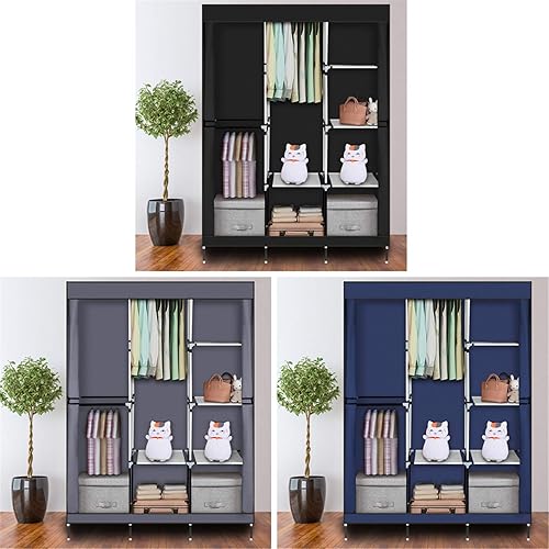 Miniatura 6 de JASOYA Armario portátil de 71 pulgadas con estante negro para sala de estar, dormitorio, entrada