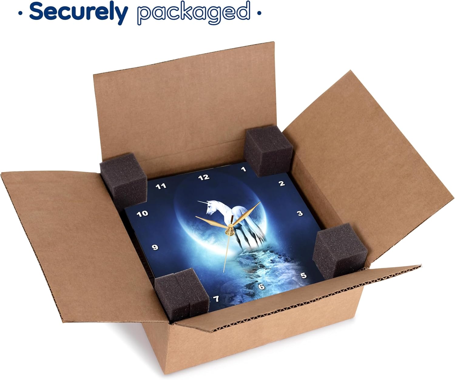 3dRose White Unicorn in Front of Full Moon - Wall Clock, 10 by 10-Inch (DPP_54188_1)